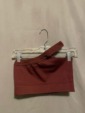 One-Shoulder Ribbed Tube Top - Brick Red